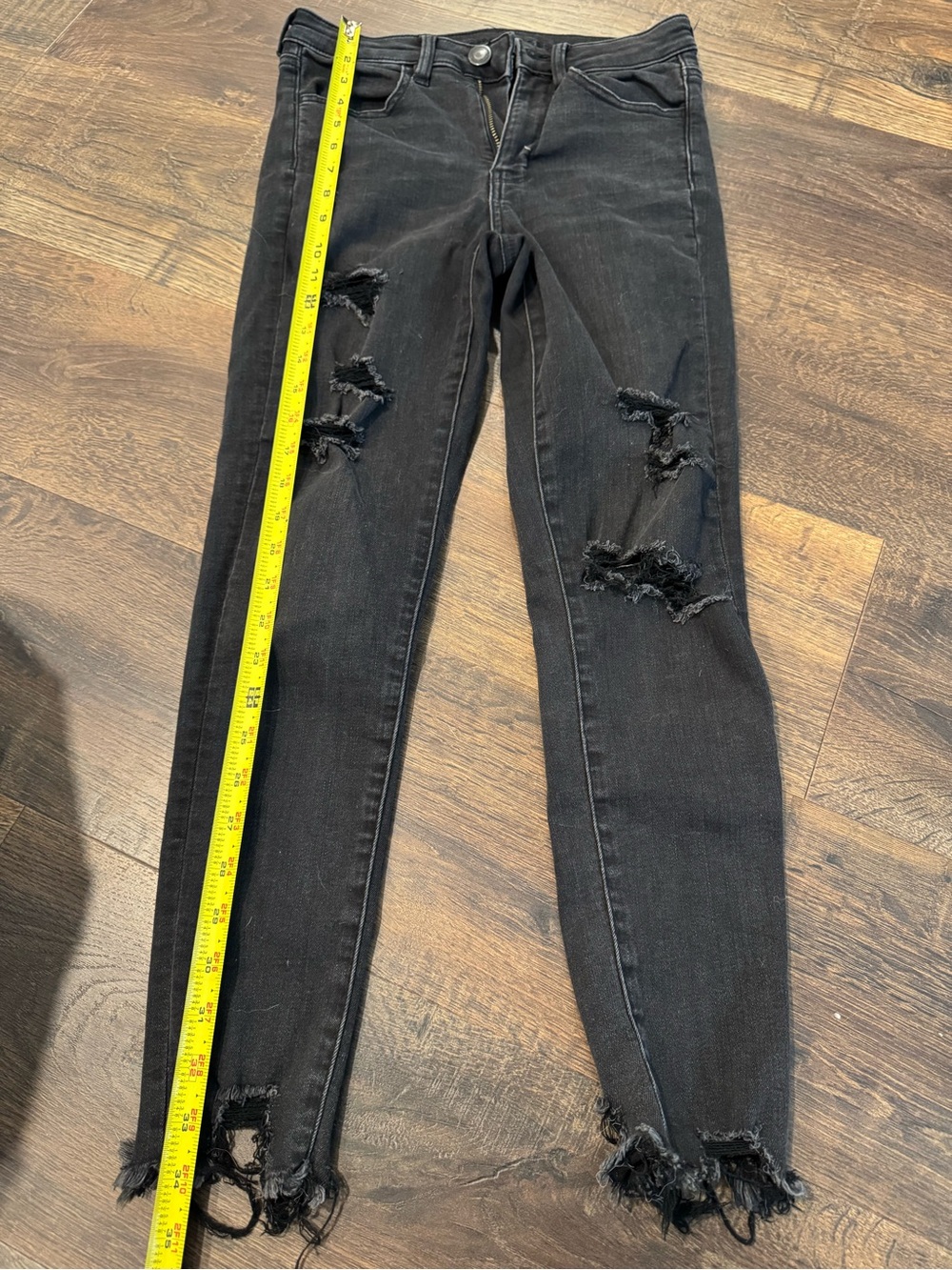 Women's Distressed Mid-Rise Black Jeans - Picture 8 of 8